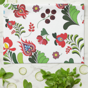 Linge De Cuisine Conception florale folklorique hongroise boho pour