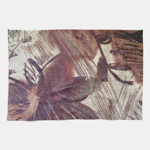 Linge De Cuisine Conception florale marron abstraite 1