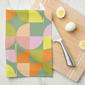 Linge De Cuisine Conception géométrique du milieu du siècle Vert ro (Quart Plié)
