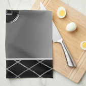 Linge De Cuisine Conception géométrique en argent noir et métalliqu (Quart Plié)