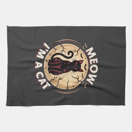Linge De Cuisine Conception graphique de chat Meow Halloween_1 (Horizontal)