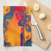 Linge De Cuisine Conception graphique transparente - jaune rouge I (Quart Plié)