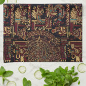 Linge De Cuisine Conception inspirée d'Aztec rouge noir et or (Plié)