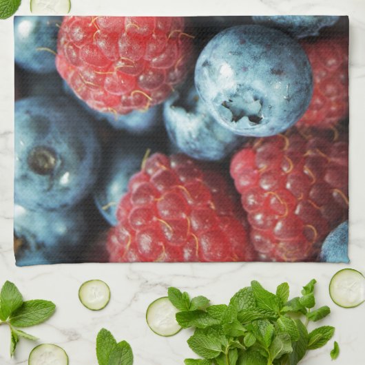 Linge De Cuisine Conception mélangée de baies (myrtilles et (Plié)