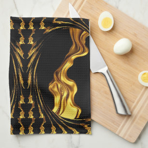 Linge De Cuisine Conception monochrome noir or liquide tourbillonna