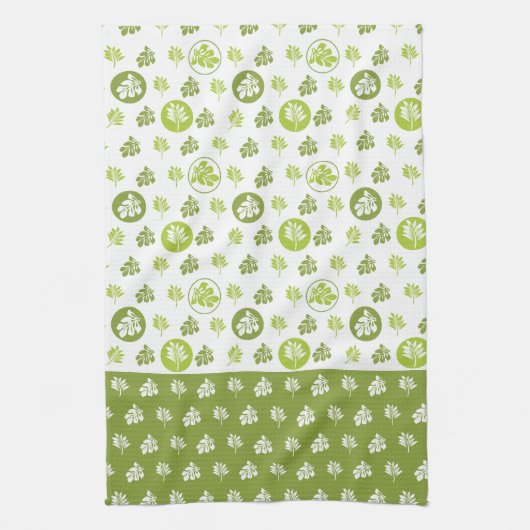 Linge De Cuisine Conception Motif de feuilles du cercle vert tropic (Vertical)