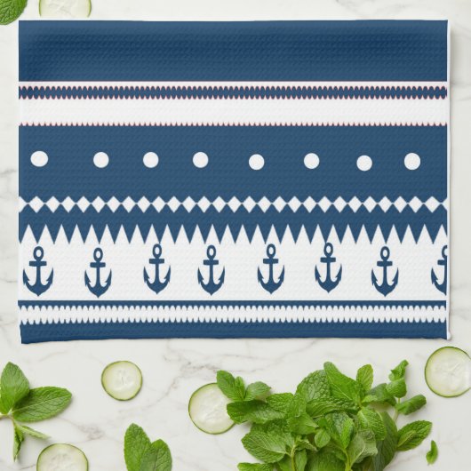 Linge De Cuisine Conception nautique (Plié)