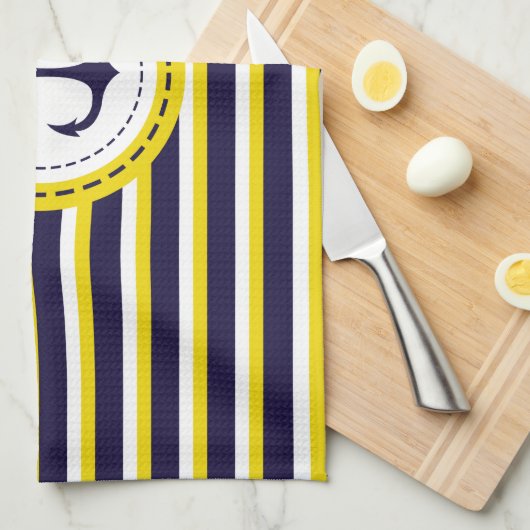 Linge De Cuisine Conception nautique d'Ancre de rayures de jaune de (Quart Plié)