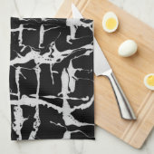 Linge De Cuisine Conception noire et blanche de texture de l'eau, (Quart Plié)