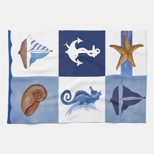 Linge De Cuisine Conception océanique marine (Horizontal)