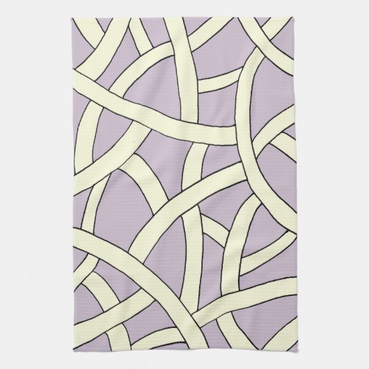 Linge De Cuisine Conception rayée Crème violette (Vertical)