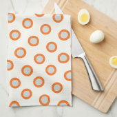 Linge De Cuisine Conception rétro à points ronds orange (Quart Plié)