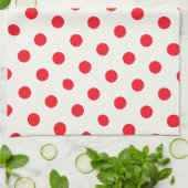 Linge De Cuisine Conception rétro de point Polka rouge (Plié)