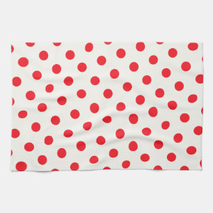 Linge De Cuisine Conception rouge de point de polka rétro