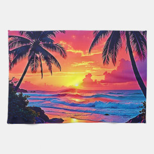 Linge De Cuisine Conception Tropical Sunset Paradise