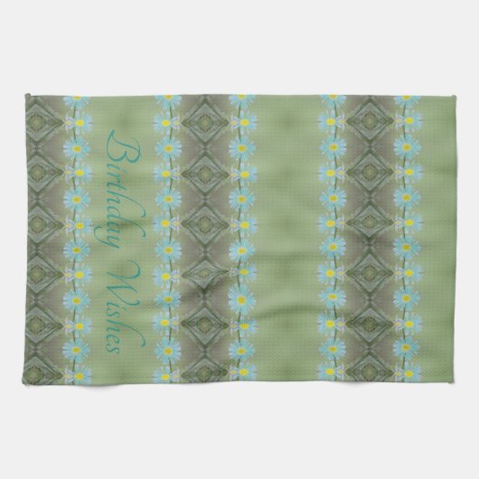 Linge De Cuisine Conception turquoise à motifs fleuris (Horizontal)