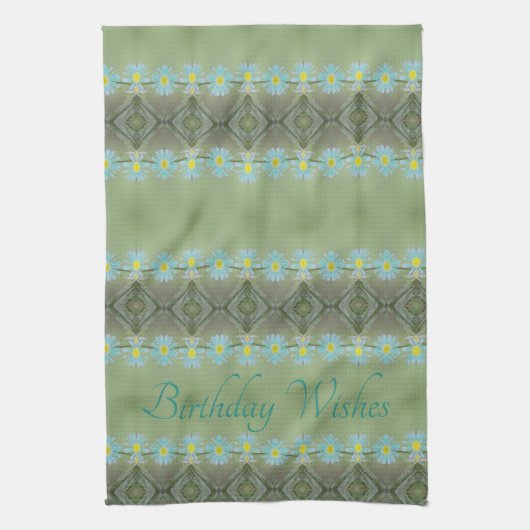 Linge De Cuisine Conception turquoise à motifs fleuris (Vertical)