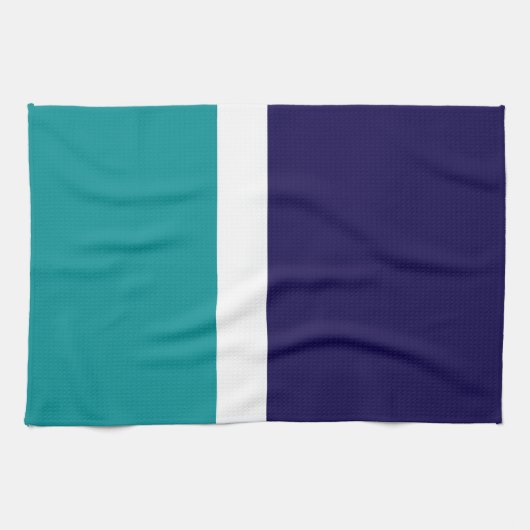 Linge De Cuisine Conception turquoise de blocs de couleur bleu blan (Horizontal)
