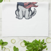Linge De Cuisine Conception vectorielle de chiot husky patriotique (Plié)