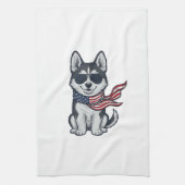 Linge De Cuisine Conception vectorielle de chiot husky patriotique (Vertical)