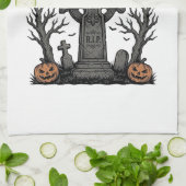 Linge De Cuisine Conception vectorielle de cimetière Halloween de m (Plié)