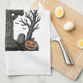 Linge De Cuisine Conception vectorielle de cimetière Halloween de m (Quart Plié)