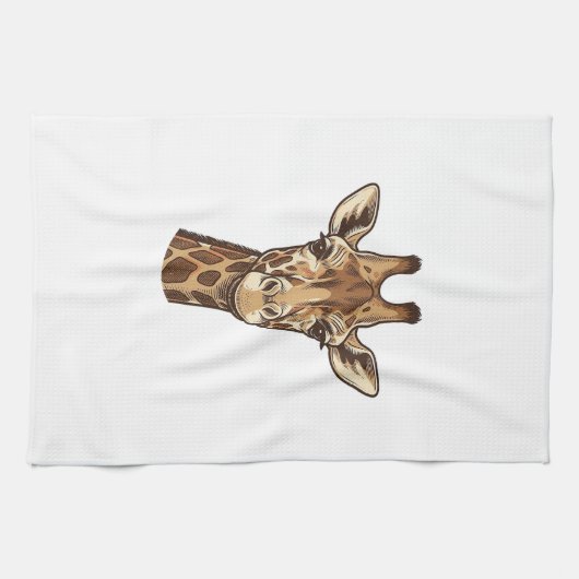 Linge De Cuisine Conception vectorielle de tête de girafe gravée vi (Horizontal)