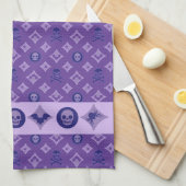 Linge De Cuisine Conception Violet Halloween, Chic Crâne Motif LV (Quart Plié)