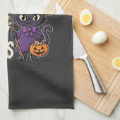 Linge De Cuisine Conceptions de chat de sorcière d'Halloween de cho (Quart Plié)
