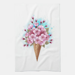Linge De Cuisine Cône rose Sakura crème glacée gaufre