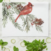 Linge De Cuisine Cones et baies d'épinette rouge d'hiver (Plié)