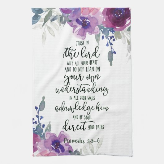 Linge De Cuisine Confiance dans le Seigneur floral (Vertical)
