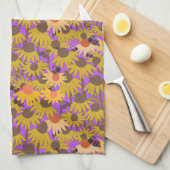 Linge De Cuisine Confleurs et abeilles Arrière - plan violet (Quart Plié)