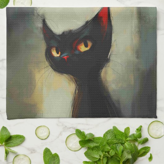 Linge De Cuisine Connaissant Black Ninja Cat (Plié)