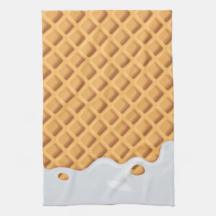 Linge De Cuisine Conne de crème glacée à la vanille qui se déverse