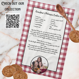 Linge De Cuisine Conserver la recette manuscrite Burgundy Plaid Pho