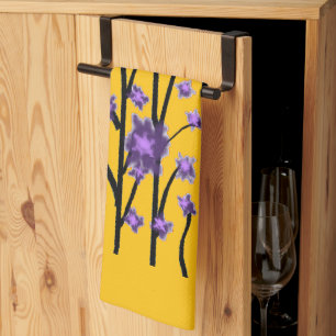 Linge De Cuisine Contemporain Moderne Fleurs Violettes Jaunes