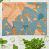 Linge De Cuisine Contemporary Leaf Design in Peach  (Plié)