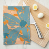 Linge De Cuisine Contemporary Leaf Design in Peach  (Quart Plié)