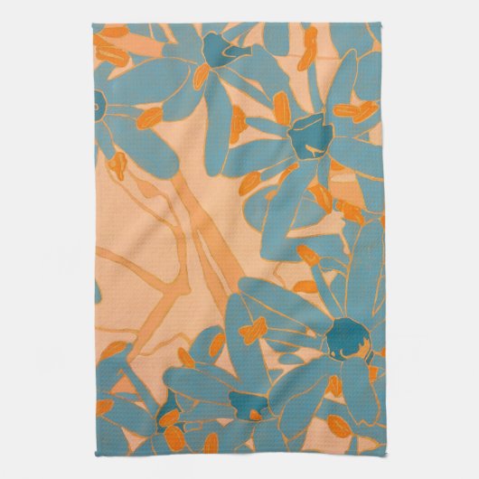 Linge De Cuisine Contemporary Leaf Design in Peach  (Vertical)