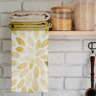 Linge De Cuisine Contours de brosse jaune aquarelle