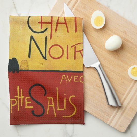 Linge De Cuisine Conversation Noir - Chat noir (Quart Plié)