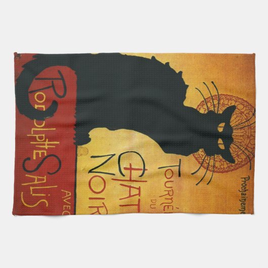 Linge De Cuisine Conversation Noir - Chat noir (Horizontal)