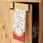 Linge De Cuisine Cookie de Noël Motif avec Monogramme<br><div class="desc">Ce mignon biscuit de Noël à motifs de serviette de cuisine de vacances présente des biscuits de Noël à la décoration festive sous la forme de flocons de neige, bonhomme de neige, arbres de Noël, ornements et étoiles. Personnalisez avec un monogramme pour un cadeau sucré personnalisé pour le boulanger à...</div>