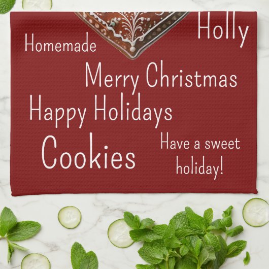 Linge De Cuisine Cookie de Noël traditionnel décoré (Plié)