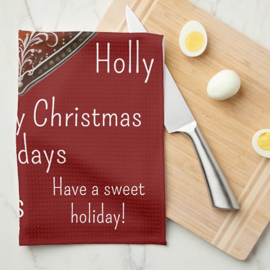 Linge De Cuisine Cookie de Noël traditionnel décoré (Quart Plié)