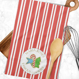 Linge De Cuisine Cookies de Noël Joyeux Rouge Fêtes Personnalisés