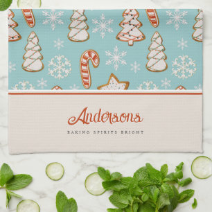 Linge De Cuisine Cookies de Noël Monogramme bleu