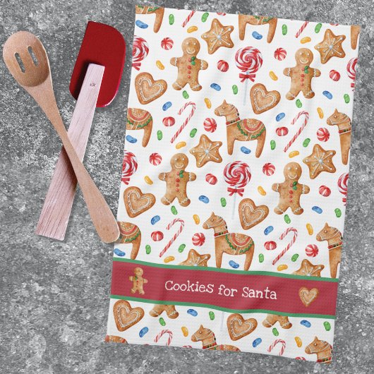 Linge De Cuisine Cookies de Noël pour Père Noël White