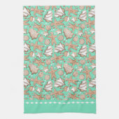 Linge De Cuisine Cookies de vacances Motif sur Turquoise (Vertical)
